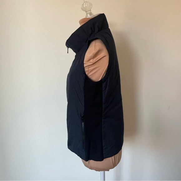 Lafayette Mixed Media Ribbed Side Full Zip Layered Mock Neck Zip Front Vest XS - Picture 2 of 11